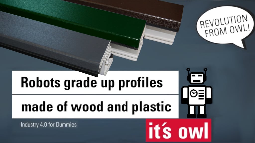Title Robots grade up profiles made of wood and plastic