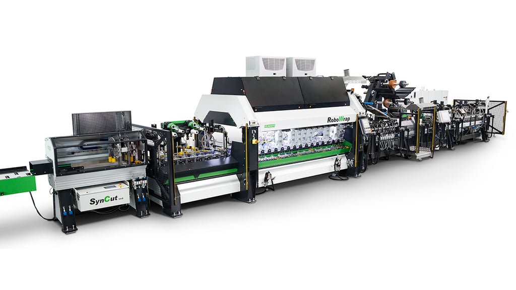 A RoboWrap - a fully automatic profile wrapping line. 